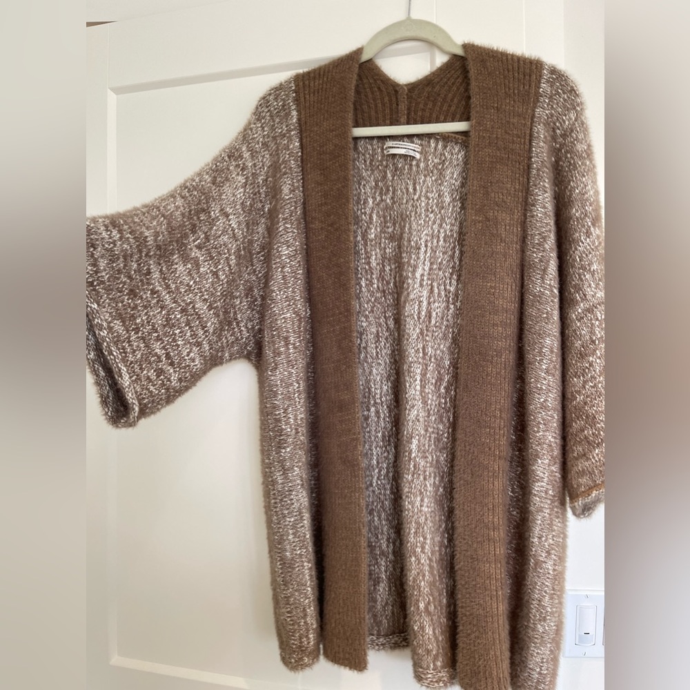 Luxuriously soft camel and cream athro sweater. Worn only twice!